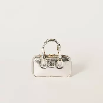 Мини-Сумка Arcadie из ламинированной кожи наппа Miu Miu, серый