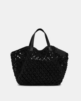 Мини-сумка-бандельера вязаная крючком Desigual, черный
