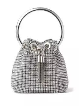Мини-сумка Bon Bon с кристаллами JIMMY CHOO, серебяный
