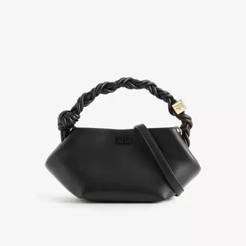 Мини-Сумка Bou из комбинированной кожи с верхней ручкой Ganni, черный