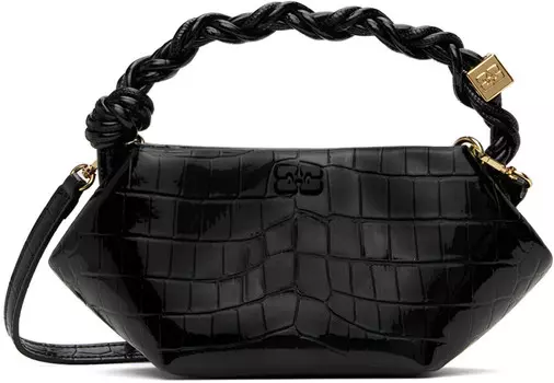 Мини-сумка Bou из лакированной кожи Croc GANNI