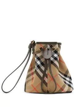 Мини-сумка Burberry с завязками в клетку, нейтральный цвет