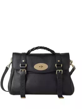 Мини-сумка через плечо Alexa из кожи с плетеной ручкой Mulberry, черный