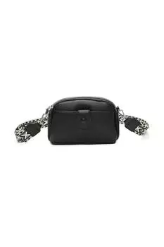 Мини-сумка через плечо Gabby из искусственной кожи с тройной молнией и тремя отделениями и холщовым ремешком Fontanella Fashion, черный