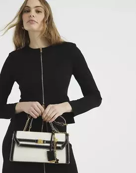 Мини-сумка через плечо из холщовой ткани бежевого цвета River Island