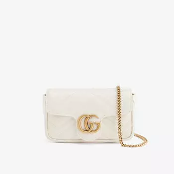 Мини-Сумка через плечо из кожи Marmont Gucci, белый