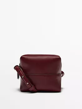 Мини-сумка через плечо из кожи наппа Massimo Dutti, красный