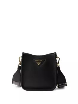 Мини-сумка через плечо из кожи Prada, черный