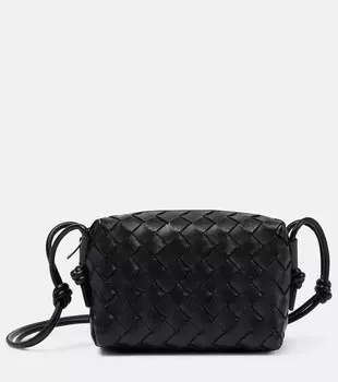 Мини-сумка через плечо из кожи с петлей Bottega Veneta, черный