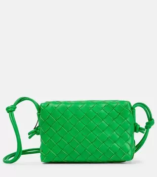 Мини-сумка через плечо из кожи с петлей Bottega Veneta, зеленый