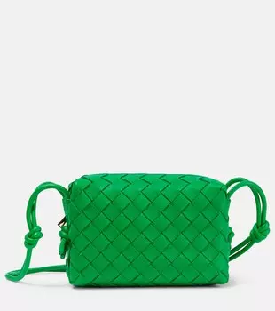 Мини-сумка через плечо из кожи с петлей Bottega Veneta, зеленый