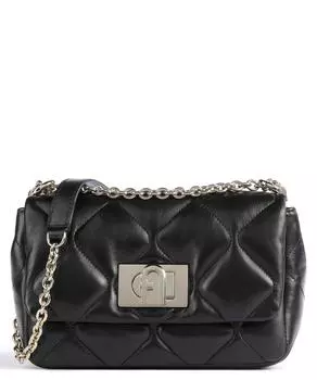 Мини-сумка через плечо из мелкозернистой кожи Furla, черный