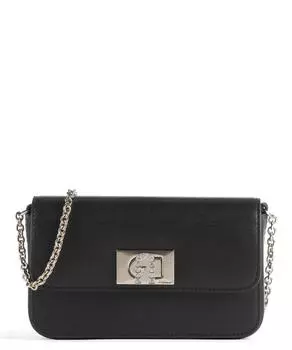 Мини-сумка через плечо из мелкозернистой кожи Furla, черный