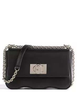 Мини-сумка через плечо из мелкозернистой кожи Furla, черный