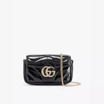 Мини-Сумка через плечо из стеганой кожи Marmont Gucci, черный