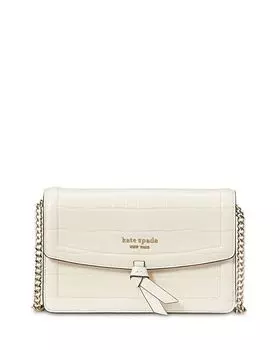 Мини-сумка через плечо Knott из кожи с тиснением под крокодила и клапаном kate spade new york, цвет White