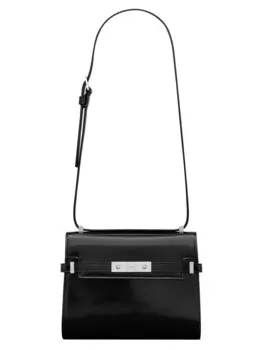 Мини-сумка через плечо Manhattan из блестящей кожи Saint Laurent, черный