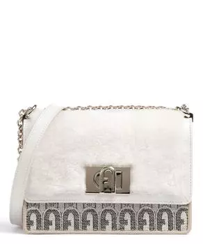Мини-сумка через плечо мех, текстиль Furla, бежевый