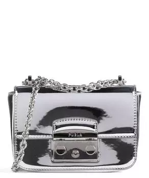 Мини-сумка через плечо Metropolis из лакированной кожи Furla, серебряный