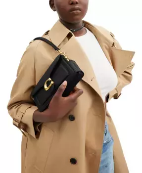 Мини-сумка через плечо Mini Tabby из гладкой кожи Polished Pebble, 20 см COACH, черный