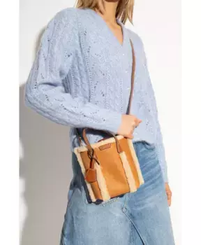 Мини Сумка через плечо Perry из овчины Tory Burch, коричневый