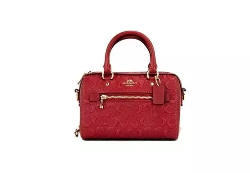 Мини-сумка через плечо Rowan 1941 из красной кожи с тисненым логотипом Coach