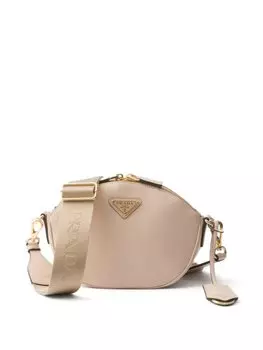 Мини-сумка Prada через плечо с логотипом, бежевый