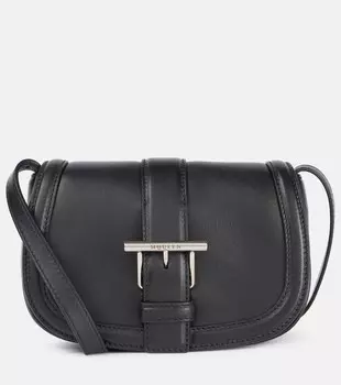 Мини-сумка через плечо T-Bar из кожи McQueen, Black/Silver