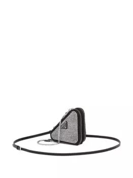 Мини-сумка через плечо Triangle с кристаллами Prada, черный