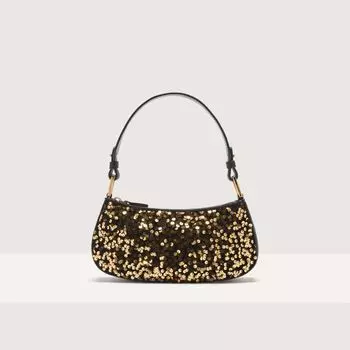 Мини-сумка Coccinelle Merveille Paillettes, цвет Golden/Noir
