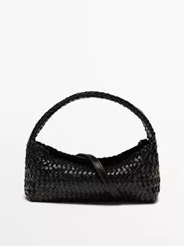 Мини-Сумка для круассанов из кожи наппа Massimo Dutti, черный