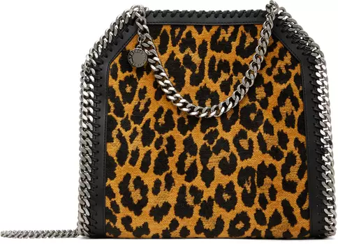 Мини-сумка Falabella с черным и коричневым леопардовым принтом Stella McCartney
