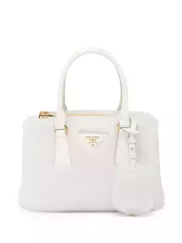 Мини-сумка Galleria из овчины Prada, белый