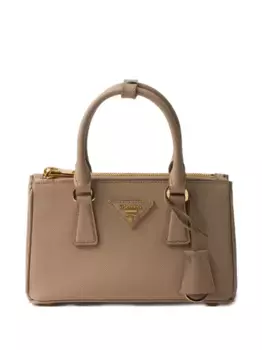 Мини-сумка Galleria из сафьяновой кожи с верхней ручкой Prada, коричневый