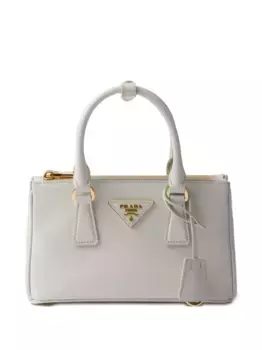 Мини-сумка Galleria из сафьяновой кожи с верхней ручкой Prada, нейтральный