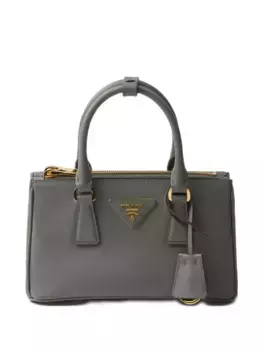 Мини-сумка Galleria из сафьяновой кожи с верхней ручкой Prada, серый