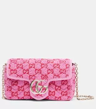 Мини-сумка GG Marmont через плечо Gucci, Pink Red/Pink Plexy