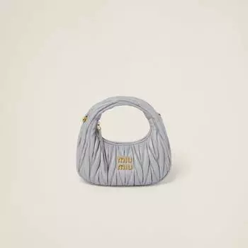 Мини-Сумка хобо для путешествий из стеганой наппы Miu Miu, серый