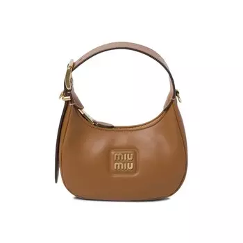 Мини-сумка-хобо из кожи наппа Miu Miu Wander Matelass, цвет Карамель
