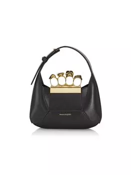 Мини-сумка Hobo с драгоценными камнями Alexander McQueen, черный