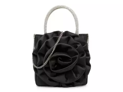 Мини-сумка из атласа с розочкой Kelly & Katie, черный