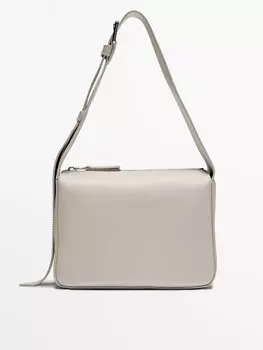 Небольшая сумка из кожи наппа Massimo Dutti, белый