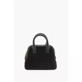 Мини-сумка из махровой ткани с тиснением логотипа LOVE по всей поверхности Moschino, Black