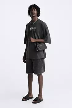 Мини-сумка из прорезины ZARA, черный