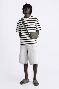 Мини-сумка из прорезины ZARA, хаки зеленый