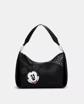 Мини-сумка из разных тканей с нашивкой Микки Мауса Desigual, черный