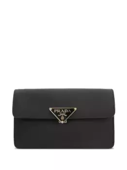 Мини-сумка из сафьяновой кожи с логотипом Prada, черный