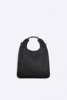 Мини-сумка из сетки ZARA, черный