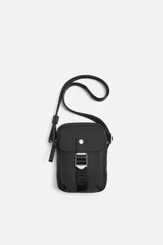 Мини-сумка из технической ткани с перекрестком ZARA, черный