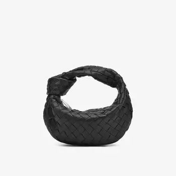 Мини-сумка Jodie из кожи интреччато с верхней ручкой Bottega Veneta, черный